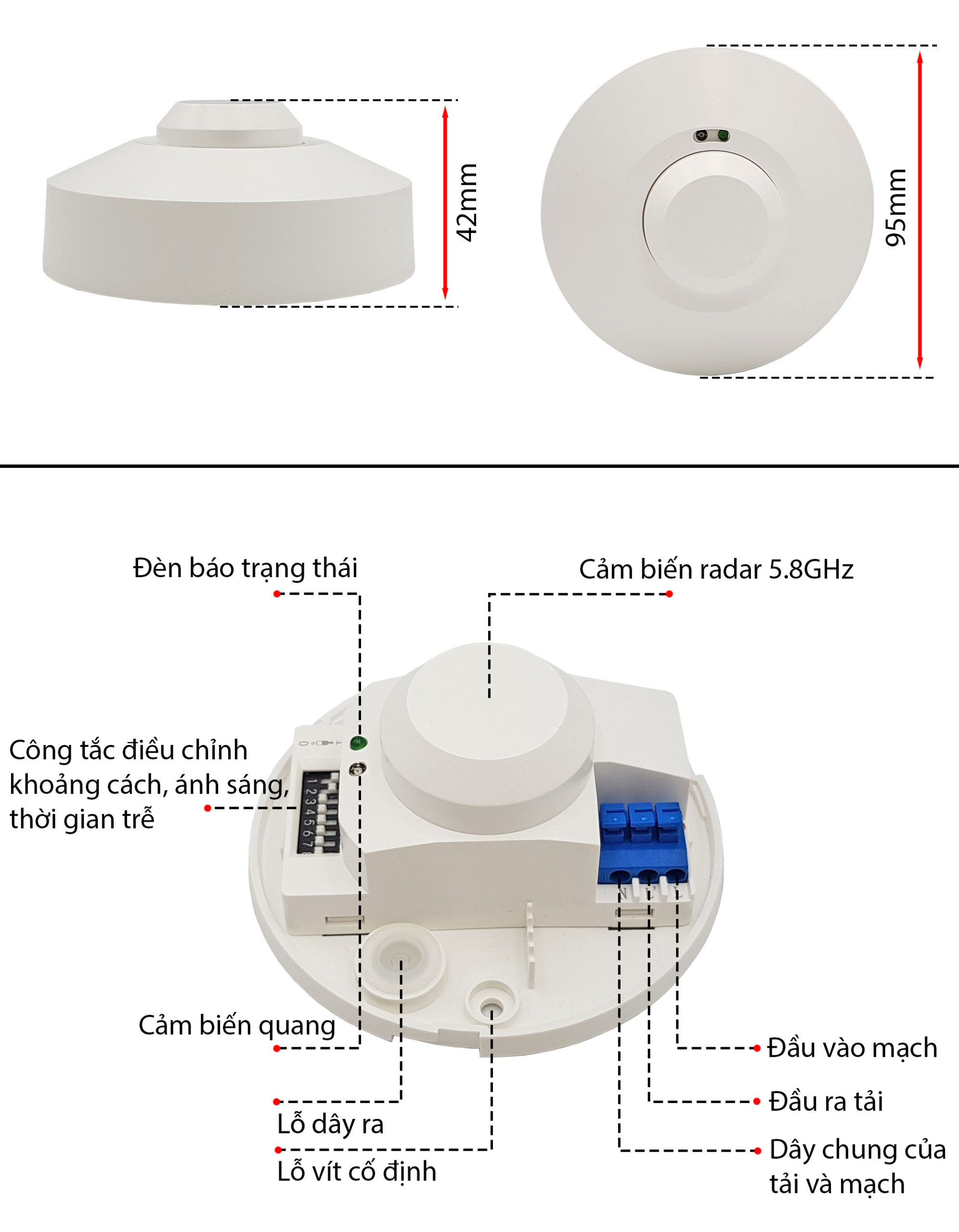 Công tắc cảm ứng chuyển động radar vi sóng SK-701 220VAC